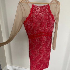 Sexy Red Lace Cocktail Dress